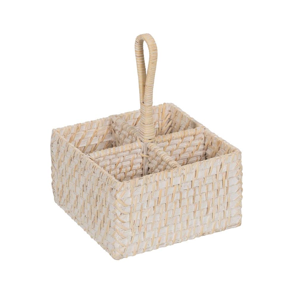 Pack de 2 Soportes para Cubiertos de Fibra Natural en Color Blanco - Medidas 27 cm x 19 cm x 19 cm - Ideal para Decoración de Mesa