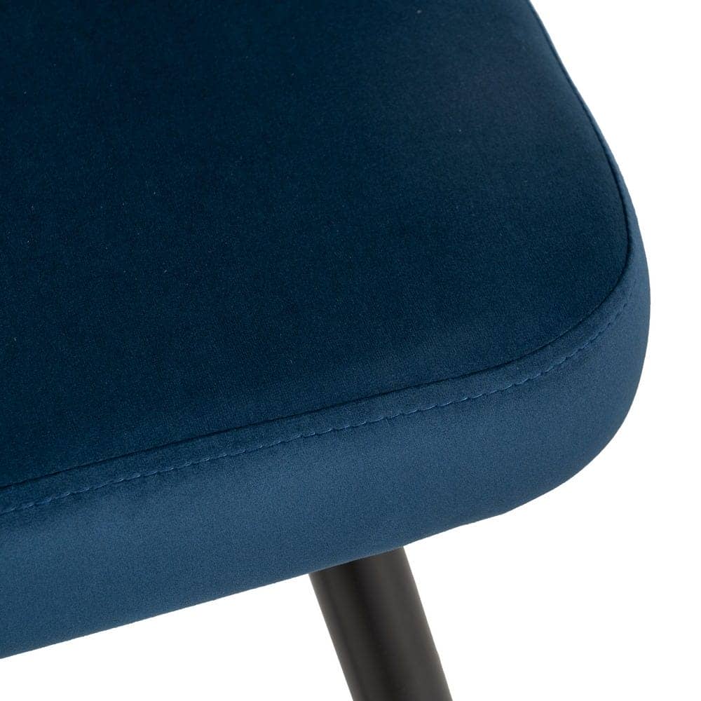 Pack de 2 Taburetes Azules de Tejido y Metal con Detalles Dorados - Altura 105 cm, Ideal para Barras y Mesas Altas, Comodidad y Estilo Moderno - Imagen 6