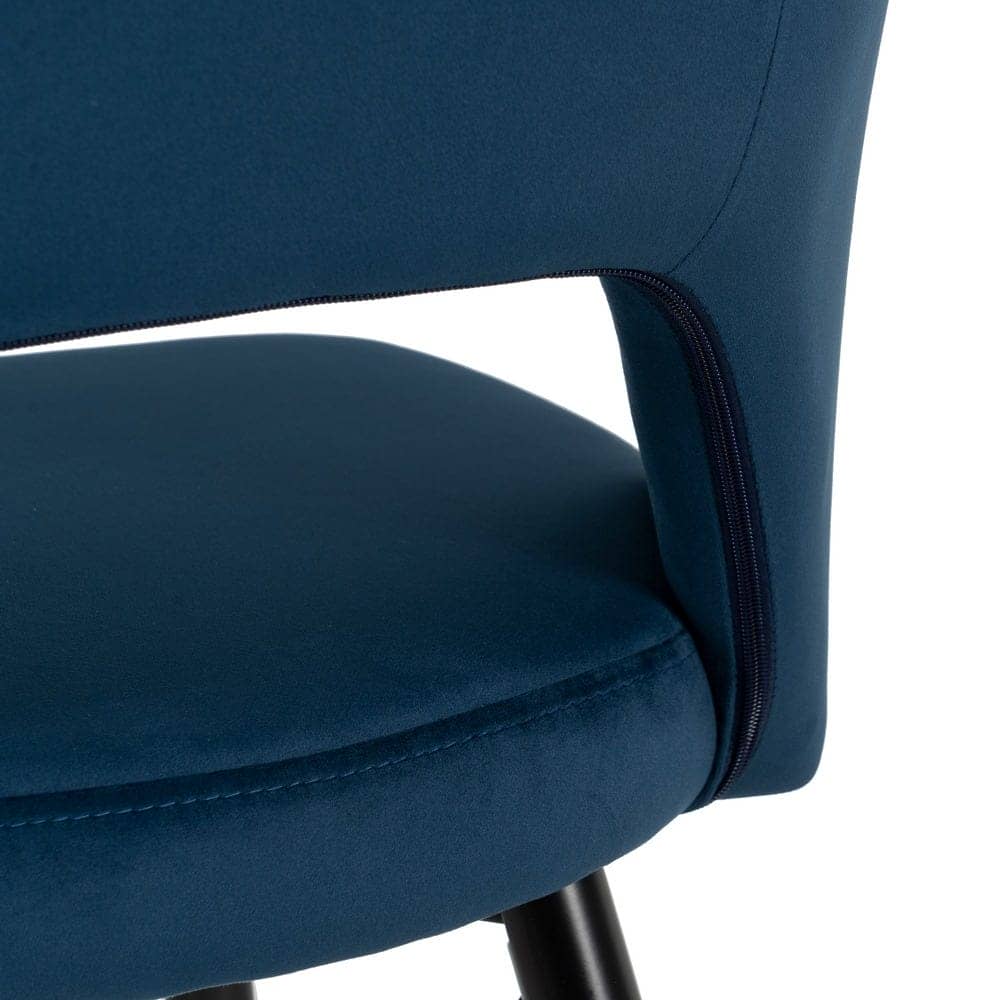 Pack de 2 Taburetes Azules de Tejido y Metal con Detalles Dorados - Altura 105 cm, Ideal para Barras y Mesas Altas, Comodidad y Estilo Moderno - Imagen 8