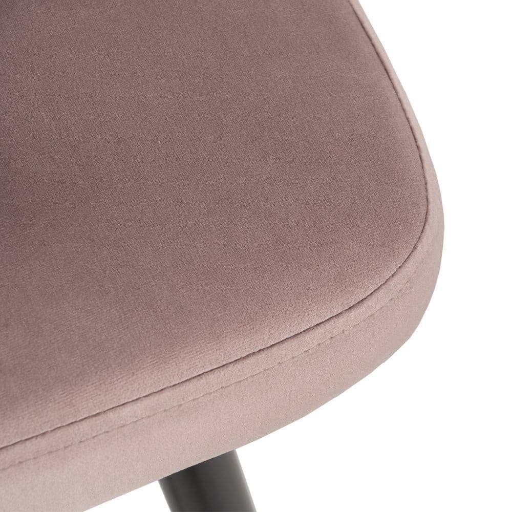 Pack de 2 Taburetes Rosa de Tejido Suave y Metal con Detalles Dorados - Altura 105 cm para Barras y Mesas Altas - Imagen 6