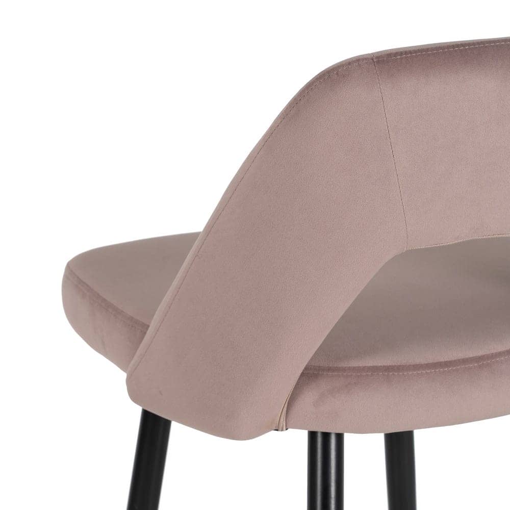 Pack de 2 Taburetes Rosa de Tejido Suave y Metal con Detalles Dorados - Altura 105 cm para Barras y Mesas Altas - Imagen 9