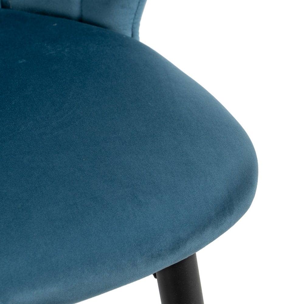 Pack de 2 Taburetes de Terciopelo Azul con Patas de Metal - Elegancia y Comodidad para Barras y Mesas Altas, 98 cm de Altura - Imagen 6
