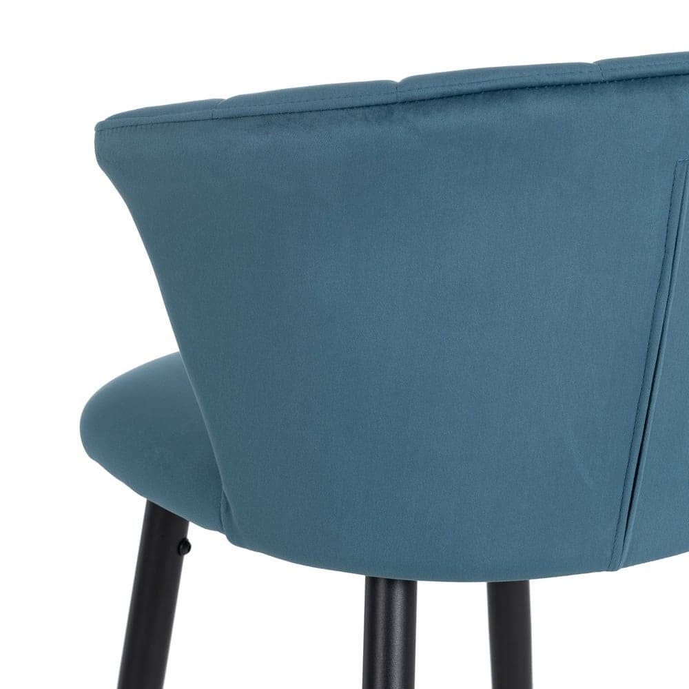 Pack de 2 Taburetes de Terciopelo Azul con Patas de Metal - Elegancia y Comodidad para Barras y Mesas Altas, 98 cm de Altura - Imagen 9