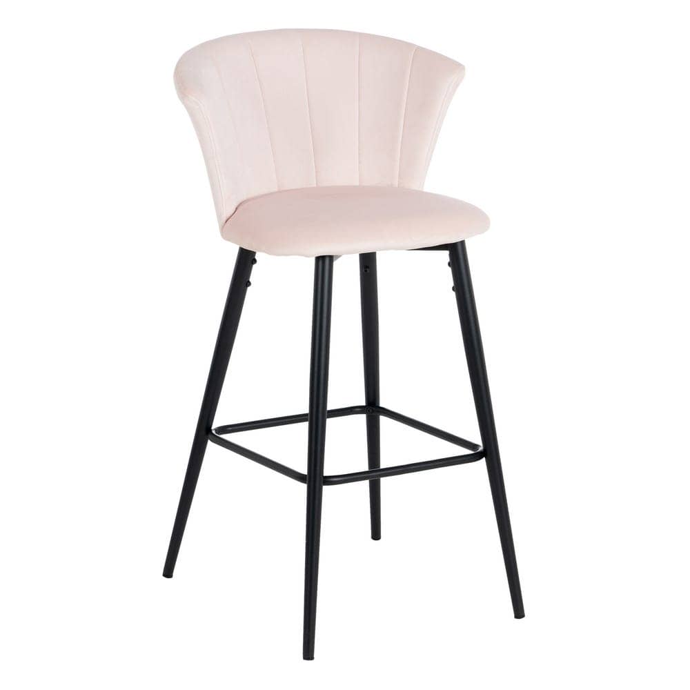 Pack de 2 Taburetes de Terciopelo Rosa con Respaldo y Patas de Metal - Altura 72 cm, Diseño Elegante y Confortable para Barras y Mesas Altas - Imagen 2