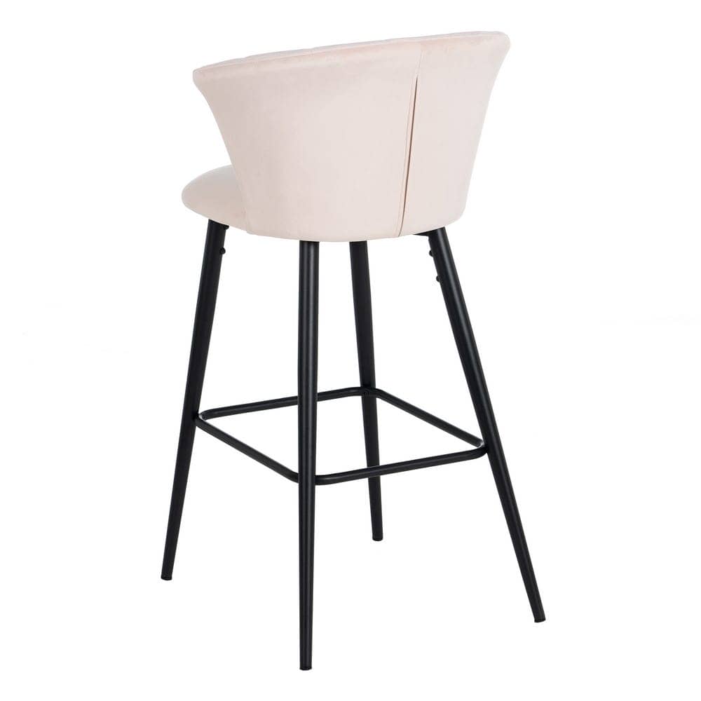 Pack de 2 Taburetes de Terciopelo Rosa con Respaldo y Patas de Metal - Altura 72 cm, Diseño Elegante y Confortable para Barras y Mesas Altas - Imagen 4