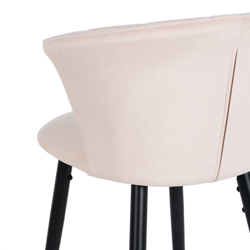 Pack de 2 Taburetes de Terciopelo Rosa con Respaldo y Patas de Metal - Altura 72 cm, Diseño Elegante y Confortable para Barras y Mesas Altas - Imagen 9