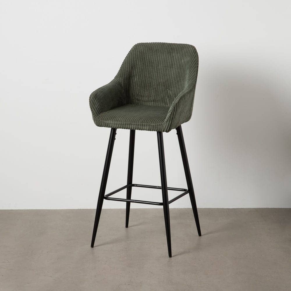Pack de 2 Taburetes Verdes de Pana con Patas de Hierro - Diseño Moderno y Confort Ergonomico para Cocinas y Bares Altos - Imagen 13