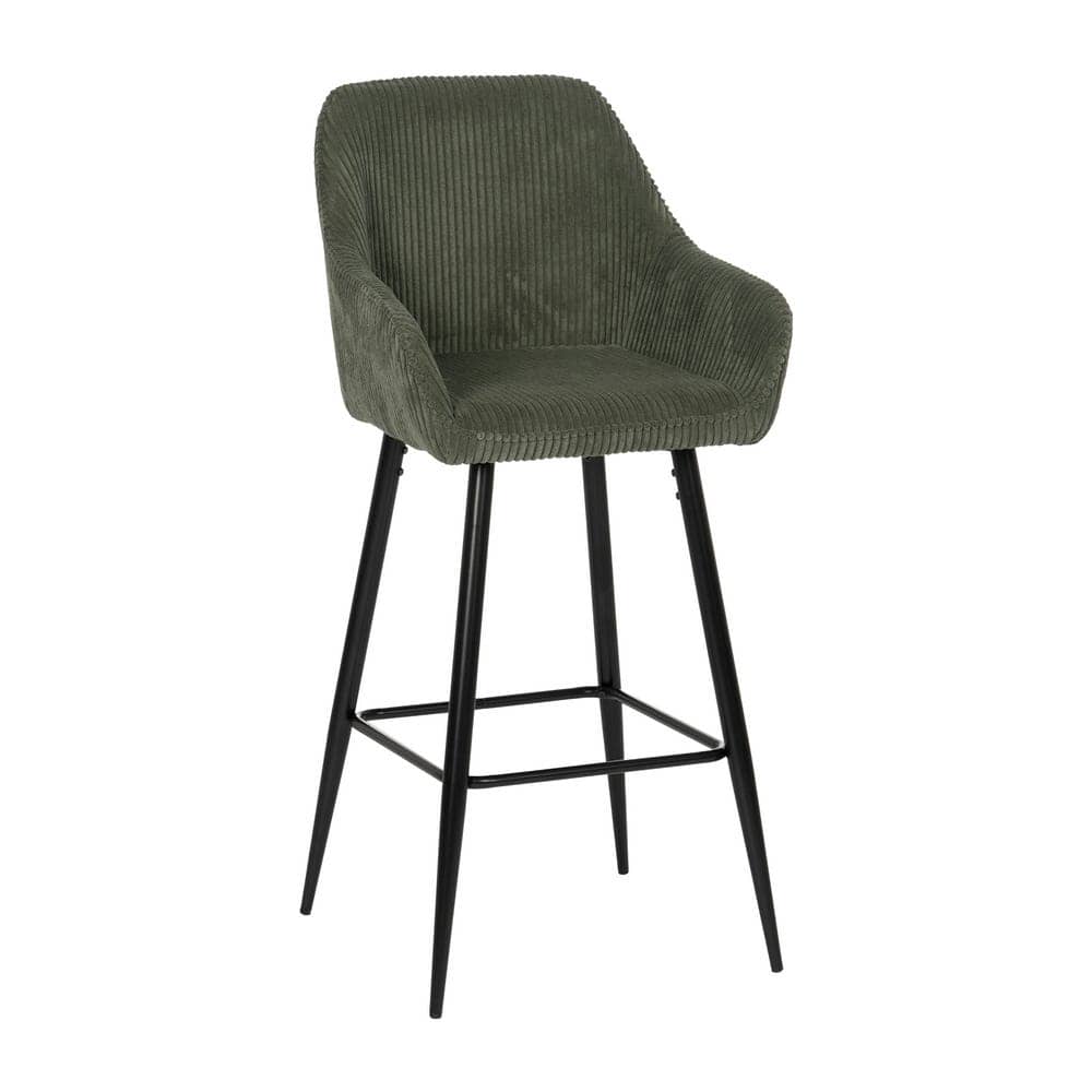 Pack de 2 Taburetes Verdes de Pana con Patas de Hierro - Diseño Moderno y Confort Ergonomico para Cocinas y Bares Altos - Imagen 2