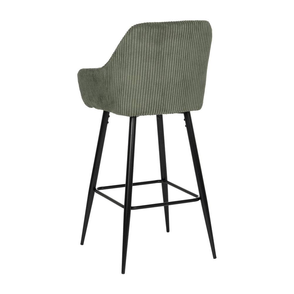 Pack de 2 Taburetes Verdes de Pana con Patas de Hierro - Diseño Moderno y Confort Ergonomico para Cocinas y Bares Altos - Imagen 4