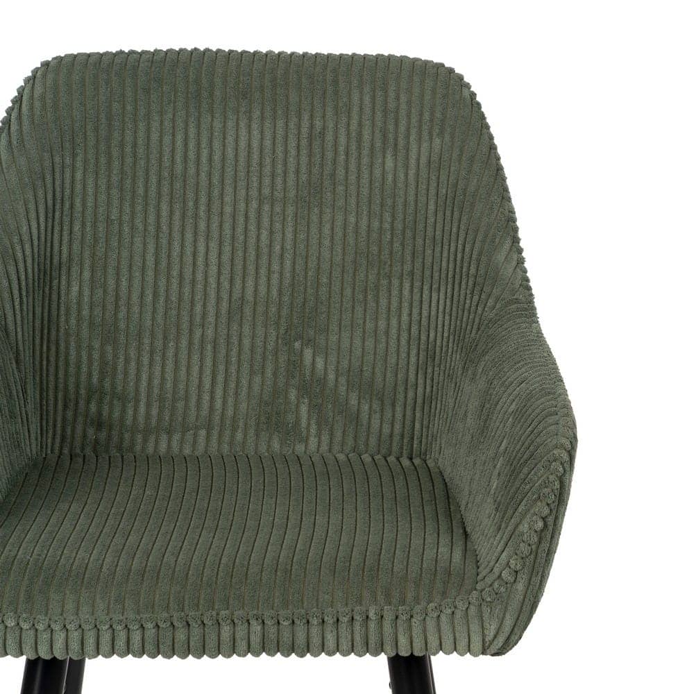 Pack de 2 Taburetes Verdes de Pana con Patas de Hierro - Diseño Moderno y Confort Ergonomico para Cocinas y Bares Altos - Imagen 5
