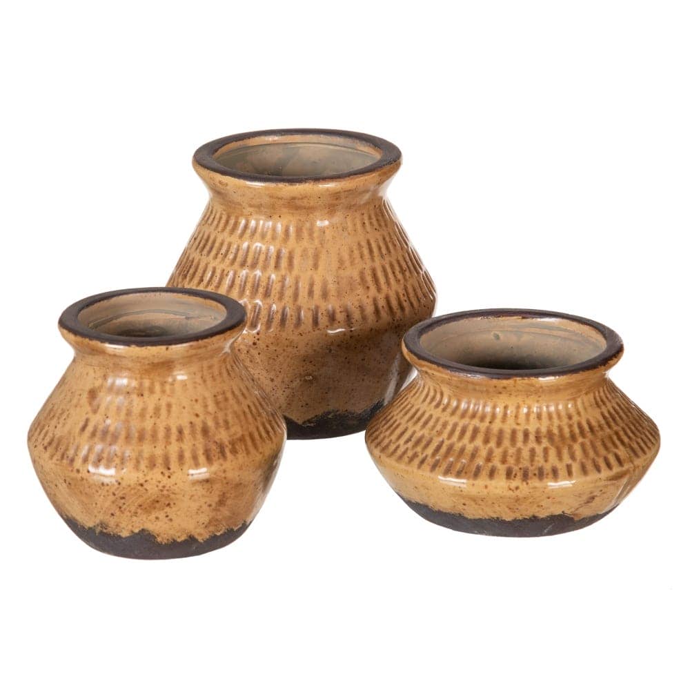 Jarrón de Cerámica Marrón Decorativo de 11,5 cm - Ideal para Decoración de Interiores con Boca de 7 cm - Imagen 2