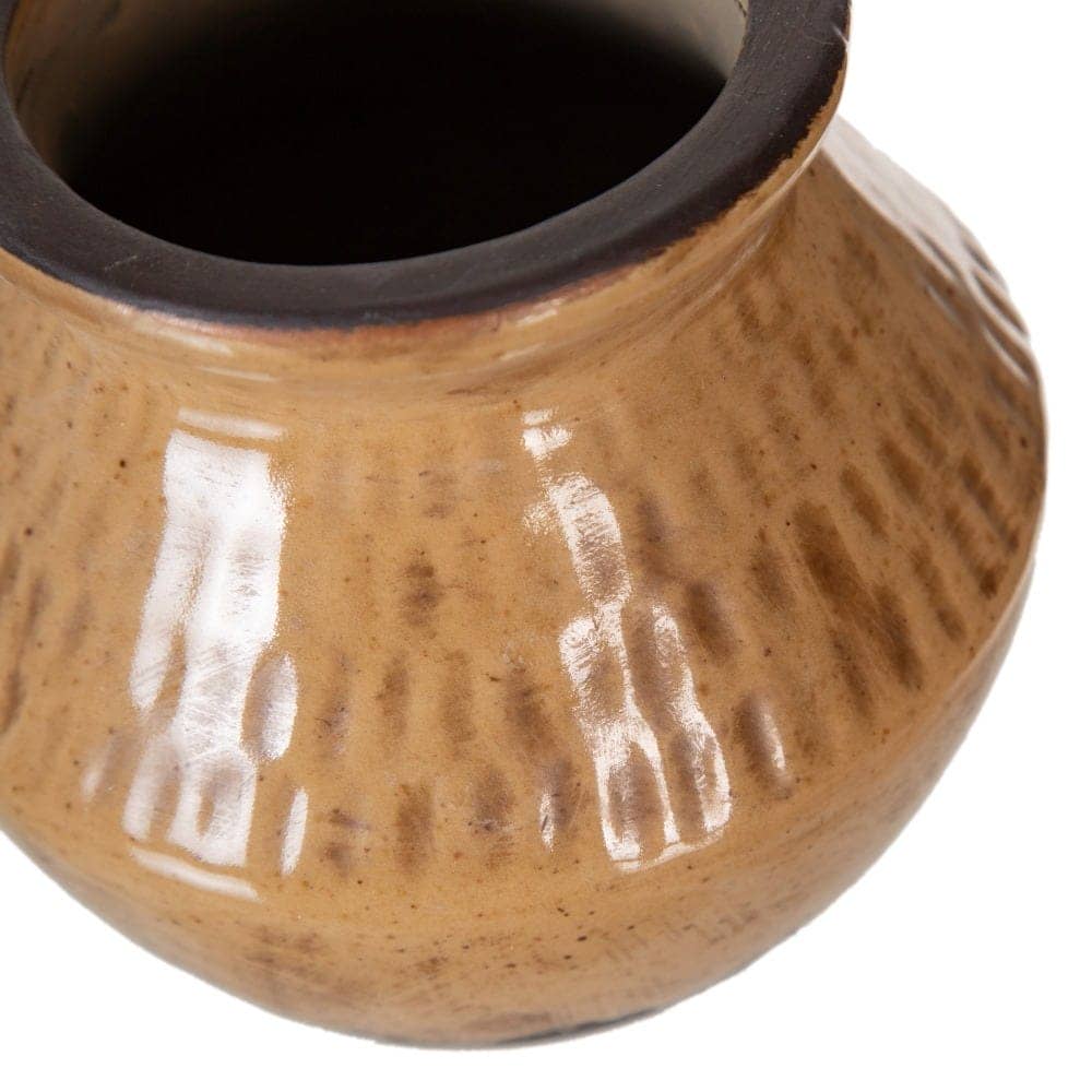 Jarrón de Cerámica Marrón Decorativo de 11,5 cm - Ideal para Decoración de Interiores con Boca de 7 cm - Imagen 3
