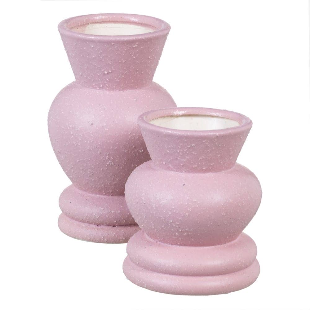 Pack de 3 Jarrones de Cerámica Rosa de 13 cm - Decoración Elegante para Hogar - Imagen 2