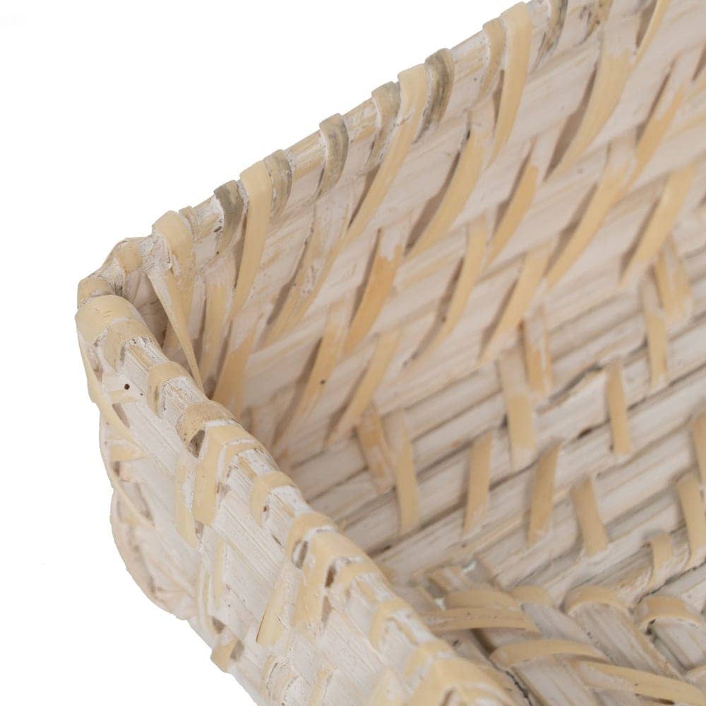 Pack de 3 Servilleteros Blancos de Fibra Natural (Ratán y Bambú) para Cocina - Medidas 18x18x6 cm - Imagen 4