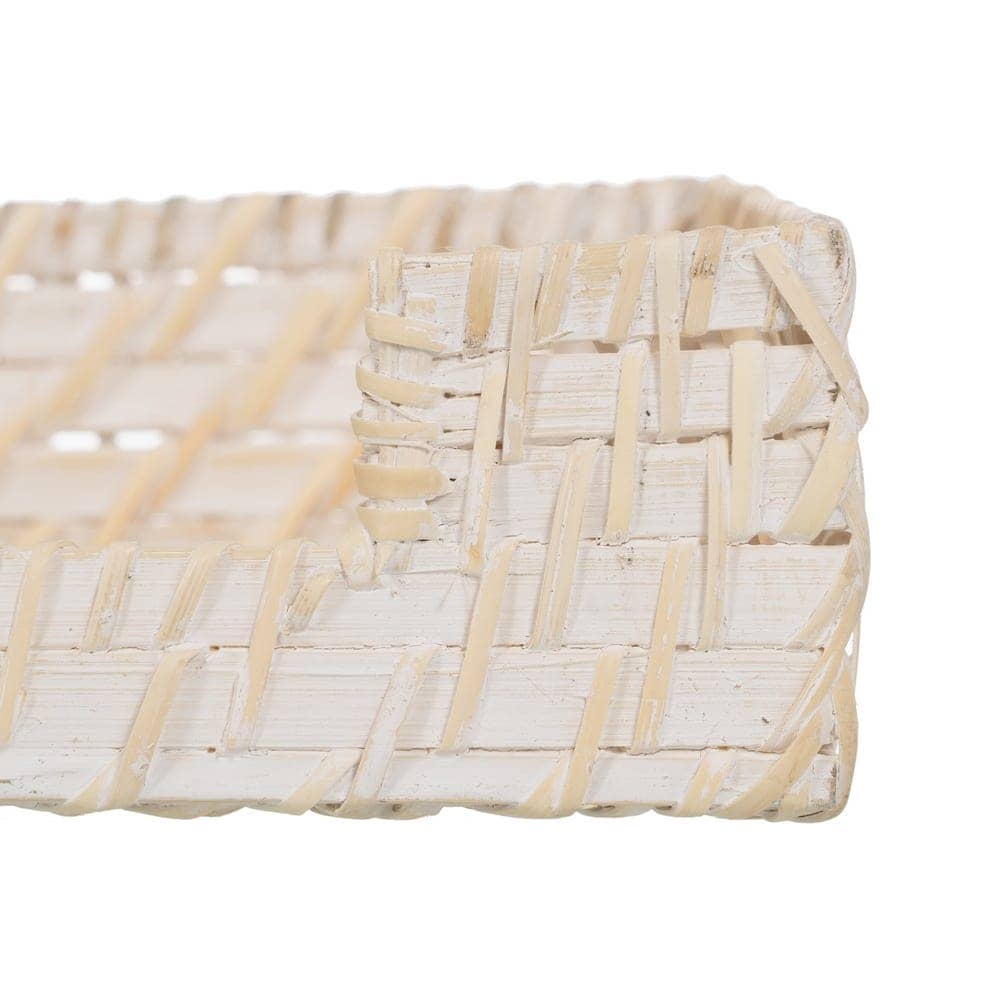 Pack de 3 Servilleteros Blancos de Fibra Natural (Ratán y Bambú) para Cocina - Medidas 18x18x6 cm - Imagen 5