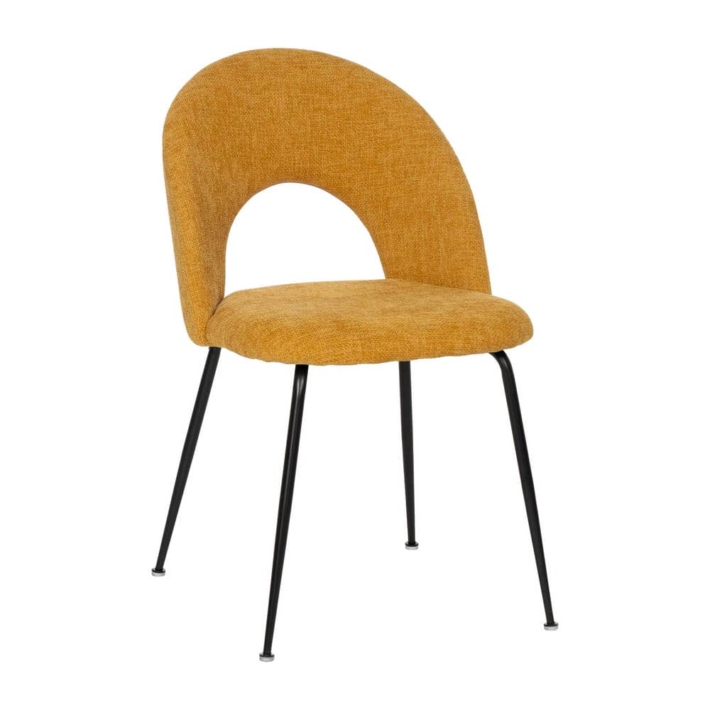 Pack de 4 Sillas Amarillas Heath con Asiento de Poliéster y Base Metálica - Diseño Ergonómico y Sin Montaje, Ideal para Comedores y Eventos - Imagen 2