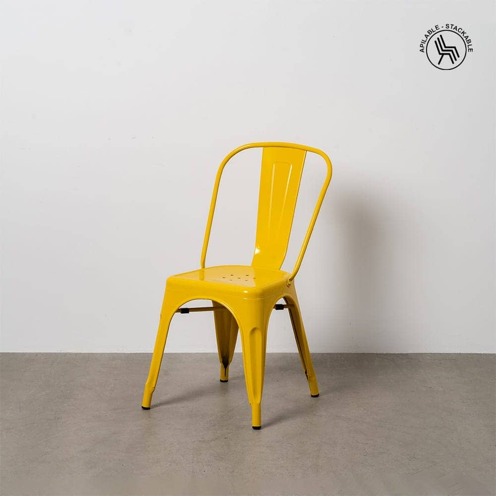 Pack de 4 Sillas Amarillas de Metal Dallas Industrial - Diseño Moderno y Apilable para Comedores y Terrazas (85 cm) - Imagen 13