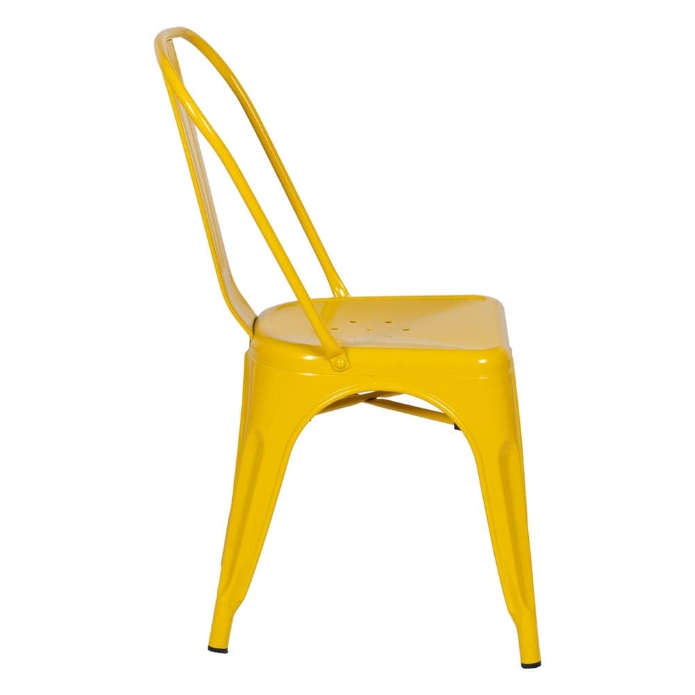 Pack de 4 Sillas Amarillas de Metal Dallas Industrial - Diseño Moderno y Apilable para Comedores y Terrazas (85 cm) - Imagen 3