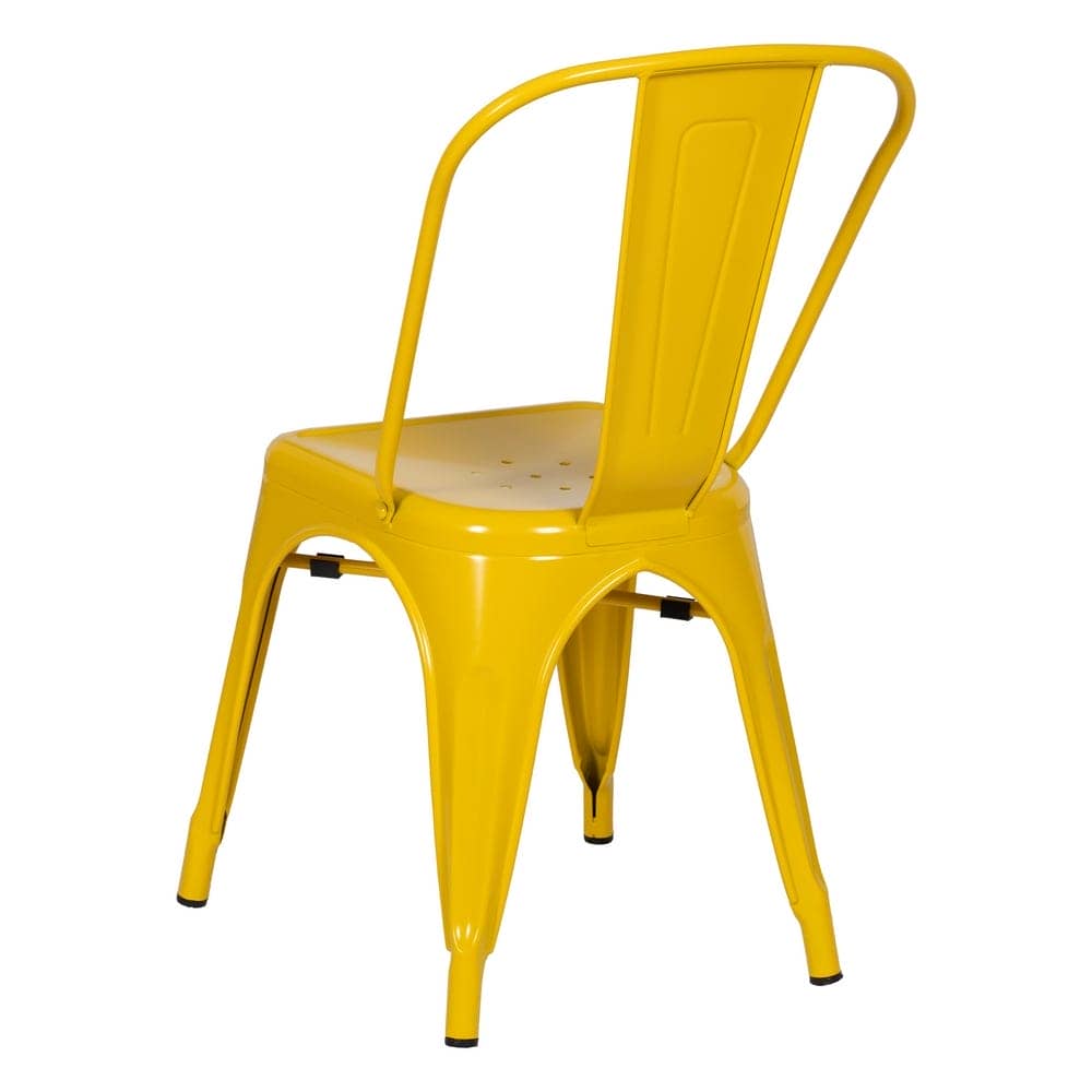 Pack de 4 Sillas Amarillas de Metal Dallas Industrial - Diseño Moderno y Apilable para Comedores y Terrazas (85 cm) - Imagen 4