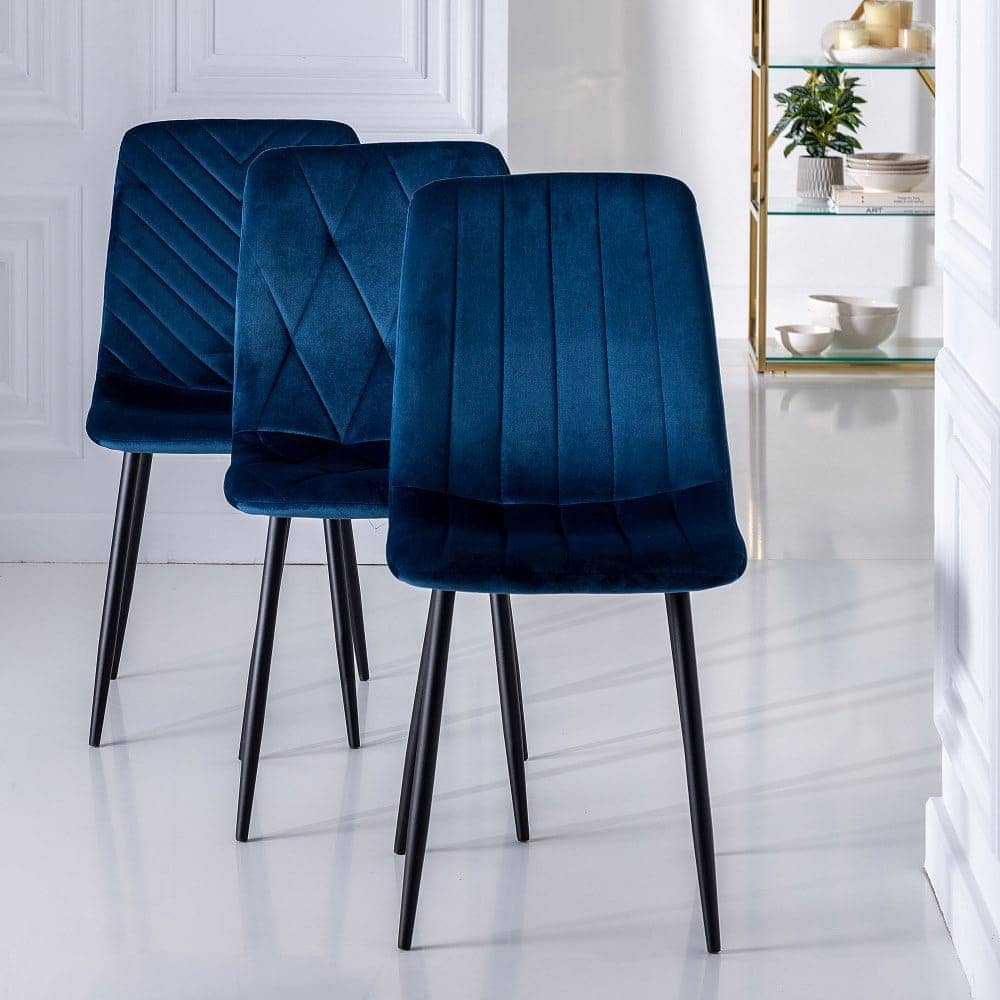 Pack de 4 Sillas Laurent Azul Oscuro de Terciopelo - Elegantes y Modernas para Comedores y Salones - Comodidad y Estilo en 88,5 cm - Imagen 13