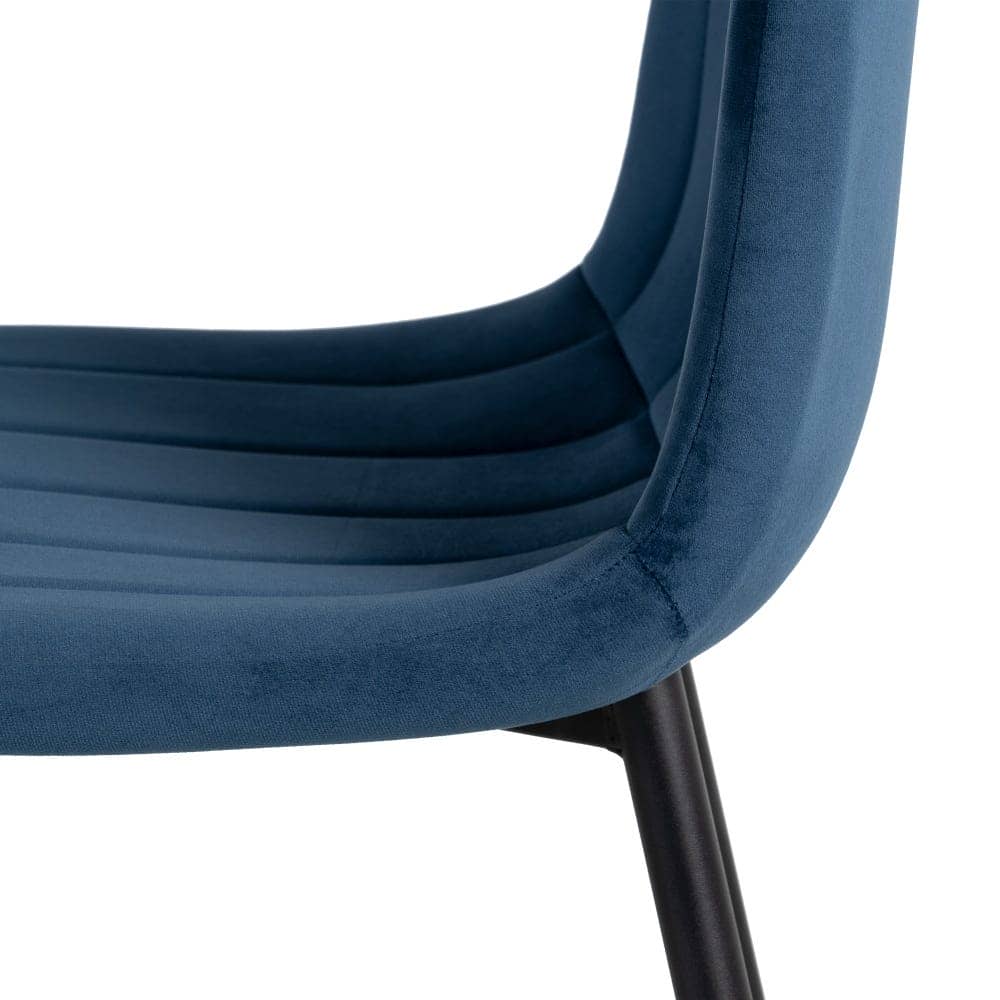 Pack de 4 Sillas Laurent Azul Oscuro de Terciopelo - Elegantes y Modernas para Comedores y Salones - Comodidad y Estilo en 88,5 cm - Imagen 7