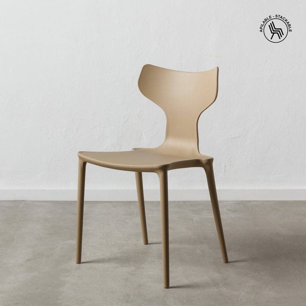Pack de 4 Sillas de Polipropileno Beige Sam - Diseño Apilable y Ergonómico para Hogar y Catering - Imagen 9