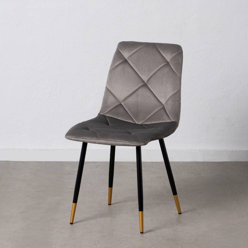 Pack de 4 Sillas de Terciopelo Gris Remy con Estructura de Metal y Detalles Dorados - Elegancia y Comodidad para Comedor y Oficina - Imagen 10