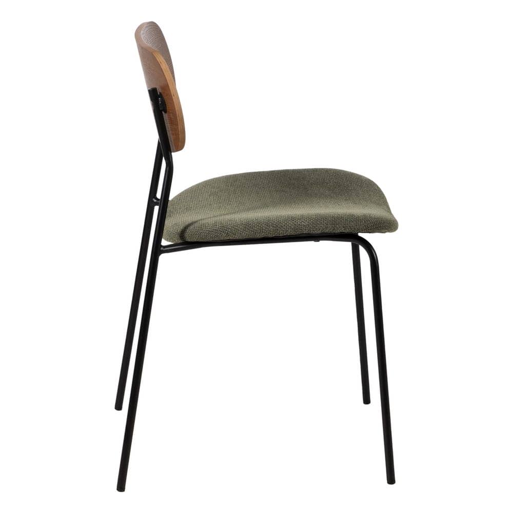 Pack de 4 Sillas Spencer Marrón y Verde - Diseño Ergonómico en Tela y Metal para Salón y Comedor, 80 cm de Estilo Sofisticado y Duradero - Imagen 3