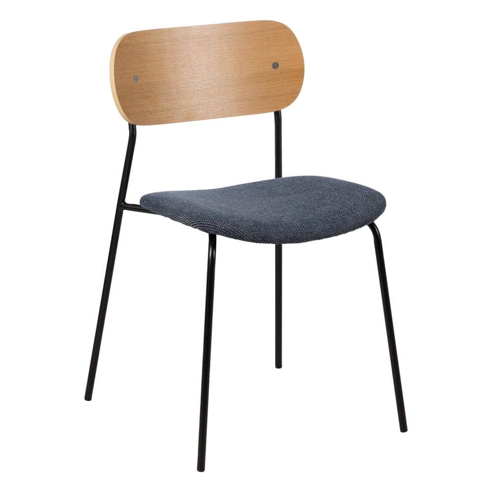 Pack de 4 Sillas Joel Natural y Azul - Diseño Contemporáneo en Tela y Metal para Salón y Comedor, Comodidad y Estilo Moderno - Imagen 2