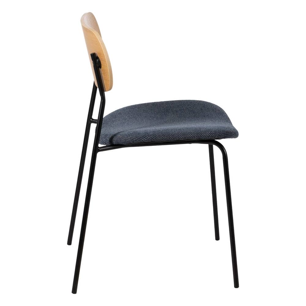 Pack de 4 Sillas Joel Natural y Azul - Diseño Contemporáneo en Tela y Metal para Salón y Comedor, Comodidad y Estilo Moderno - Imagen 3