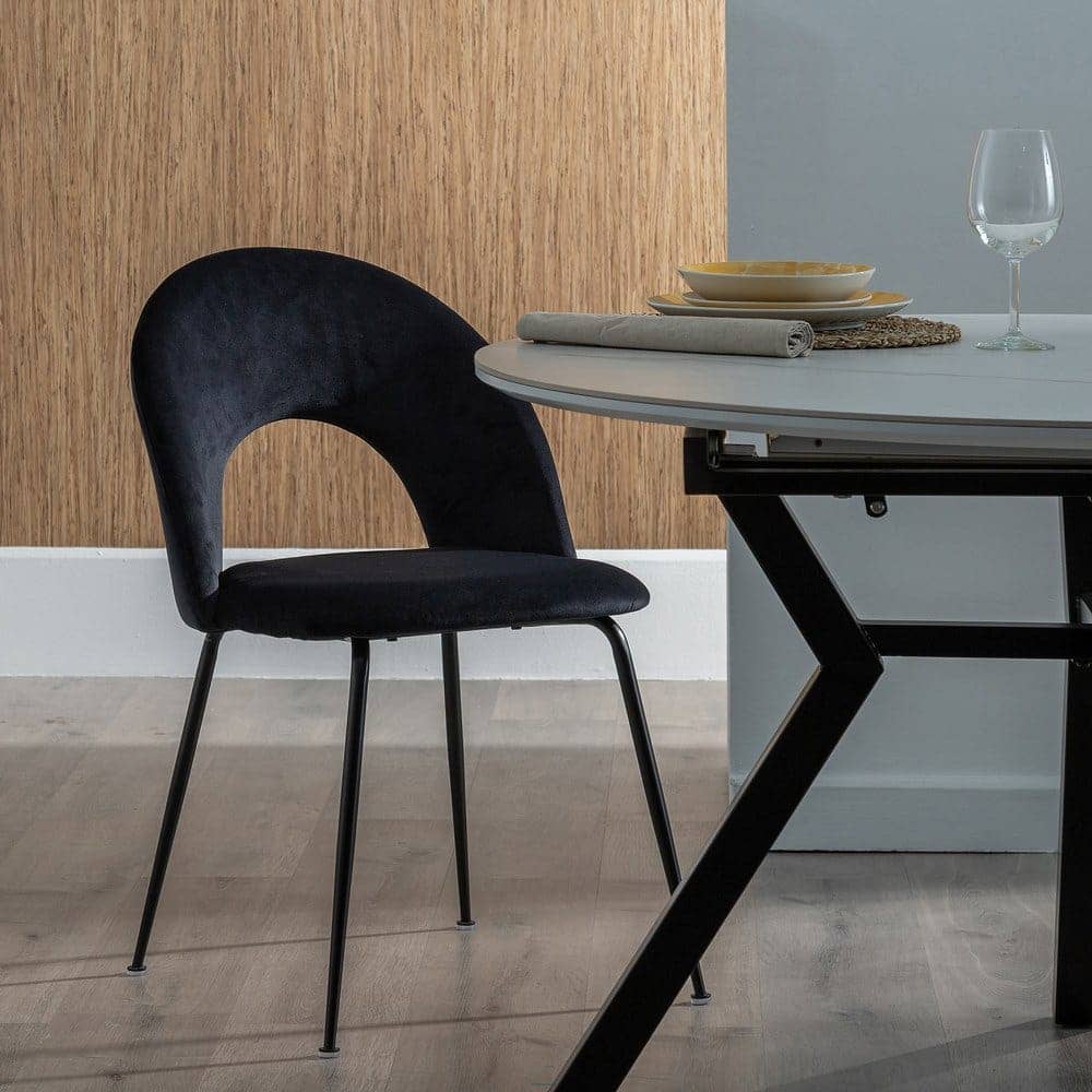 Pack de 4 Sillas Baylor Negras de Tejido y Metal - Elegancia y Comodidad para Comedores y Restaurantes, Soporte hasta 120 kg, Sin Montaje, 81 cm - Imagen 15