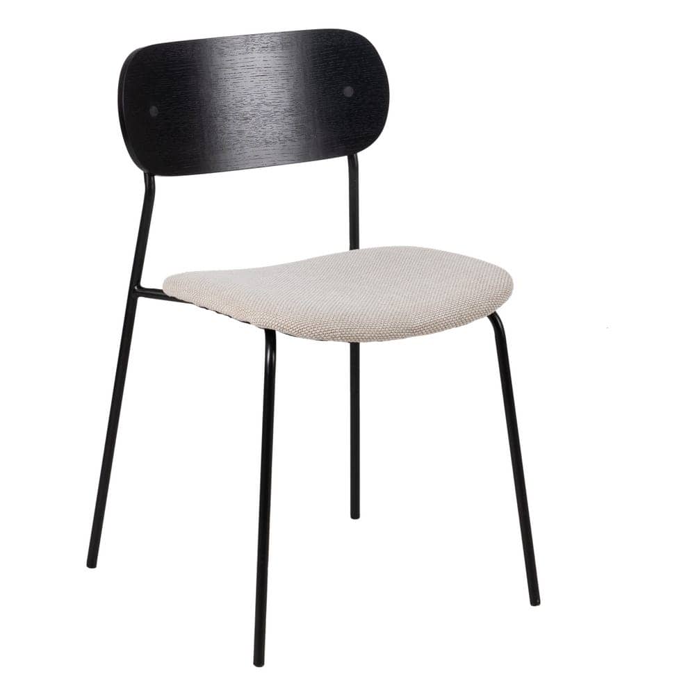 Pack de 4 Sillas Grant Negro y Blanco - Diseño Moderno en Tela y Metal para Salón, Comodidad y Estilo 80 cm - Imagen 2