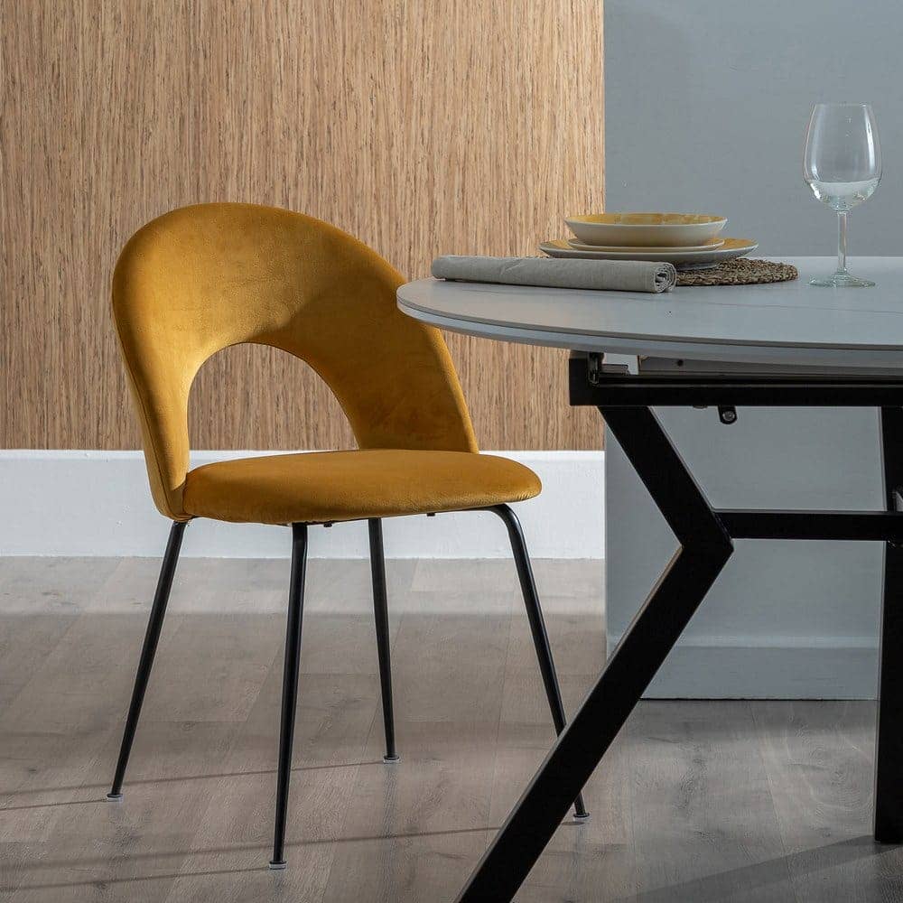 Pack de 4 Sillas Ocre Baylor de Tejido y Metal - Elegantes y Cómodas para Comedor, Soportan hasta 120 kg, Sin Montaje, Diseño Moderno y Resistente - Imagen 15
