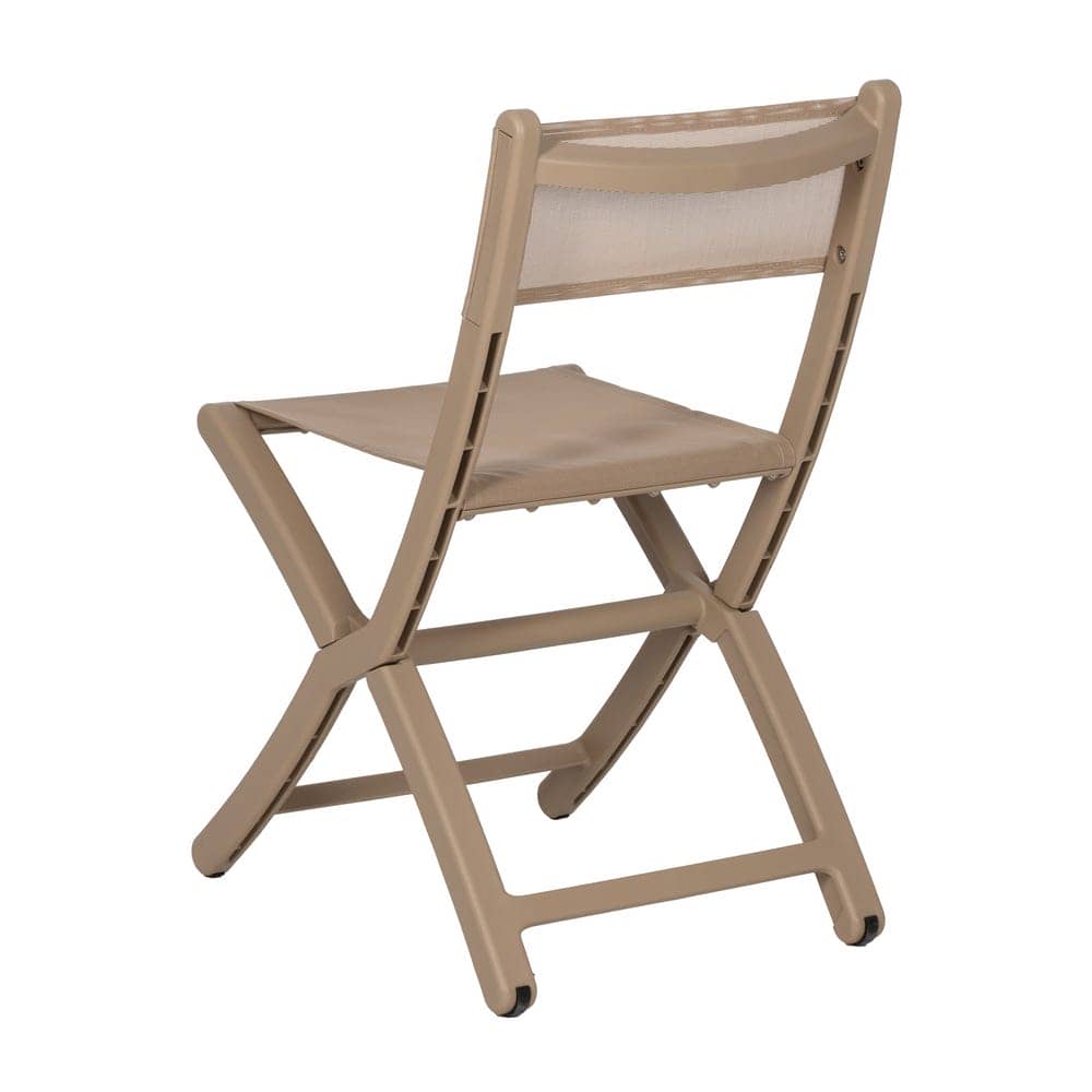 Pack de 4 Sillas Plegables Beige Belmar en Polipropileno - Diseño Compacto y Moderno para Exteriores - Imagen 4