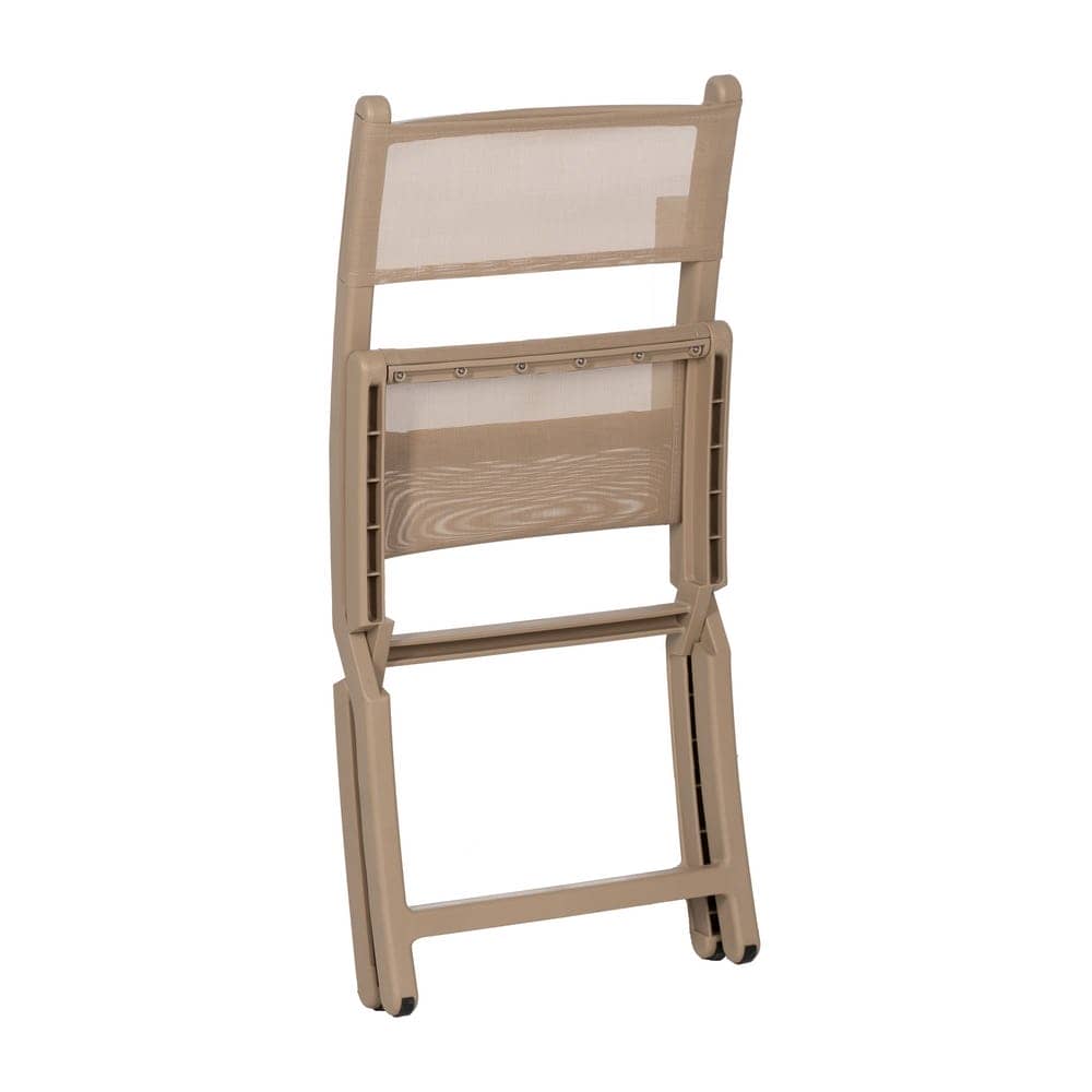 Pack de 4 Sillas Plegables Beige Belmar en Polipropileno - Diseño Compacto y Moderno para Exteriores - Imagen 5