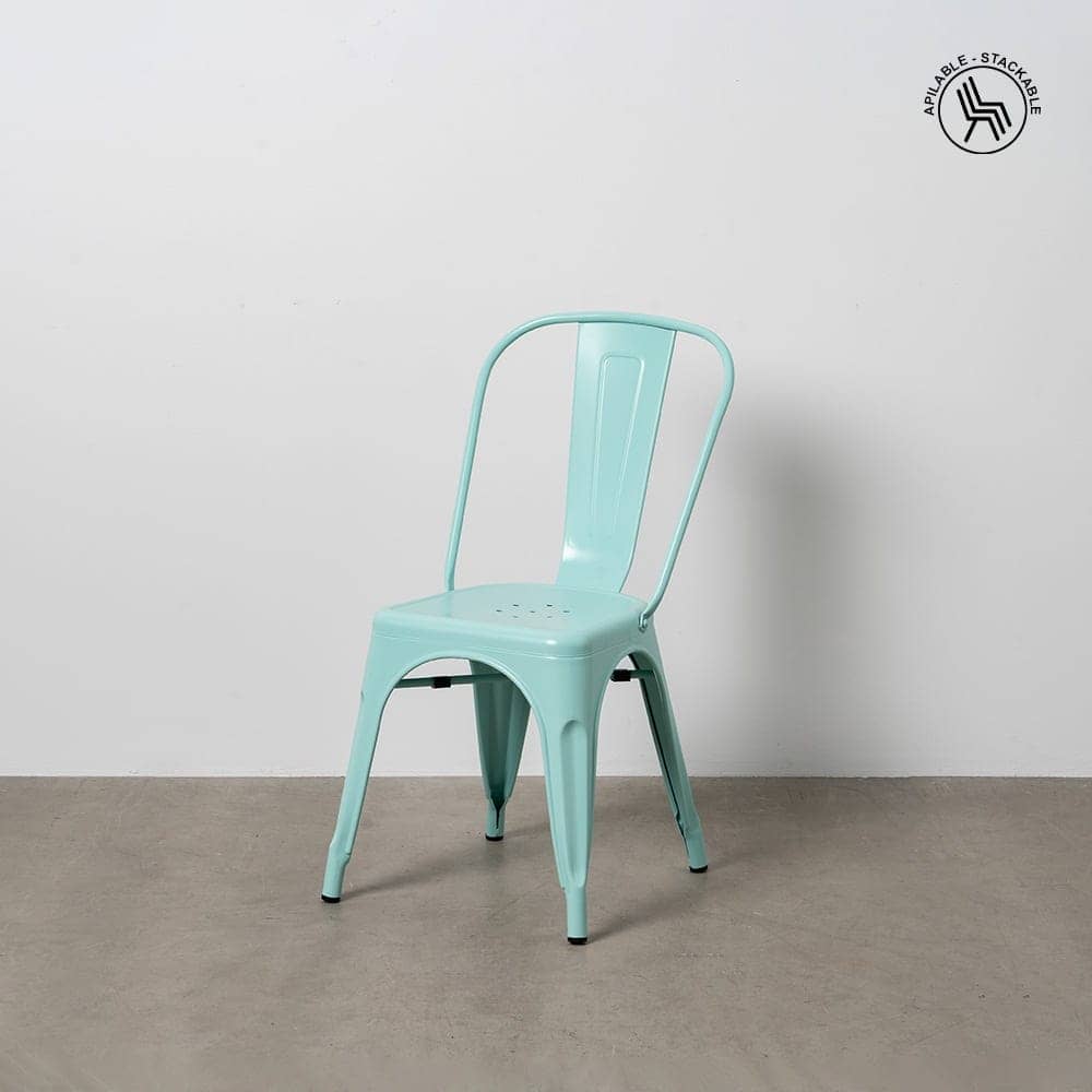 Pack de 4 Sillas Turquesa de Metal Dallas Industrial - Diseño Moderno y Apilable para Comedores y Terrazas - Imagen 13