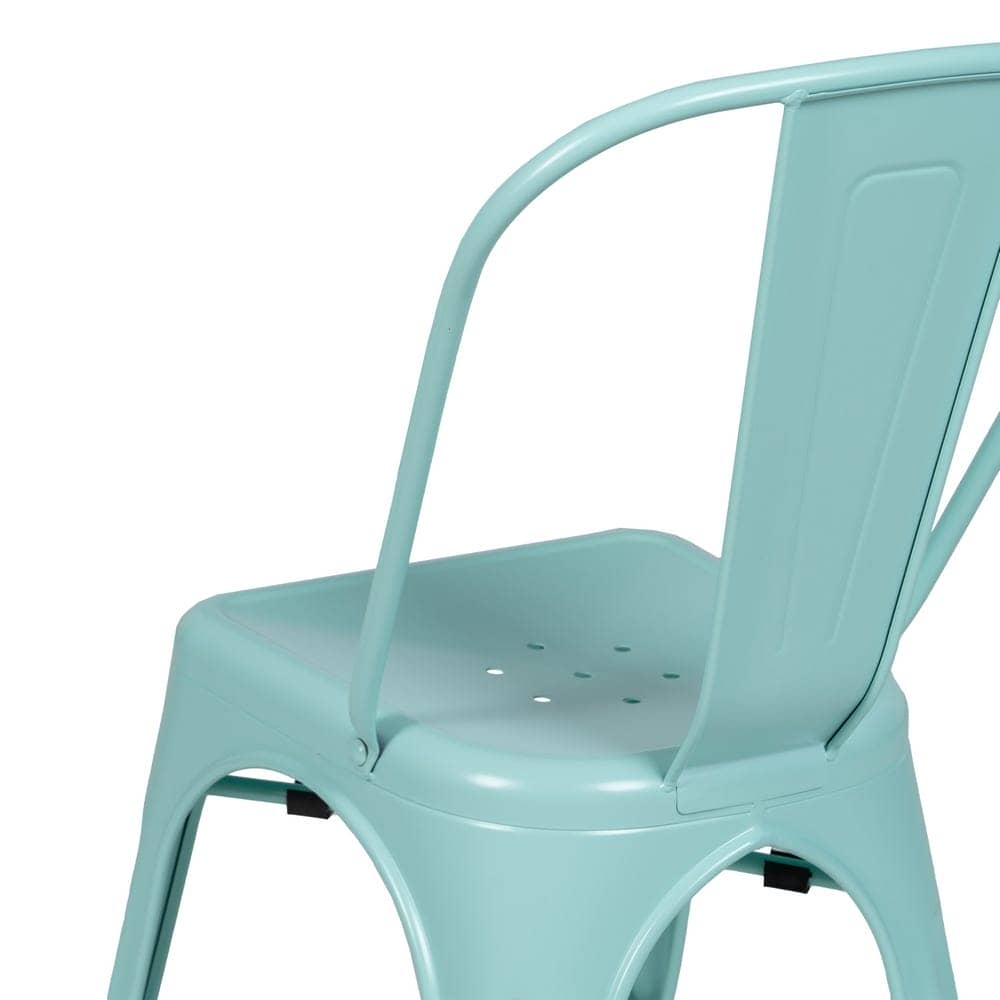 Pack de 4 Sillas Turquesa de Metal Dallas Industrial - Diseño Moderno y Apilable para Comedores y Terrazas - Imagen 10