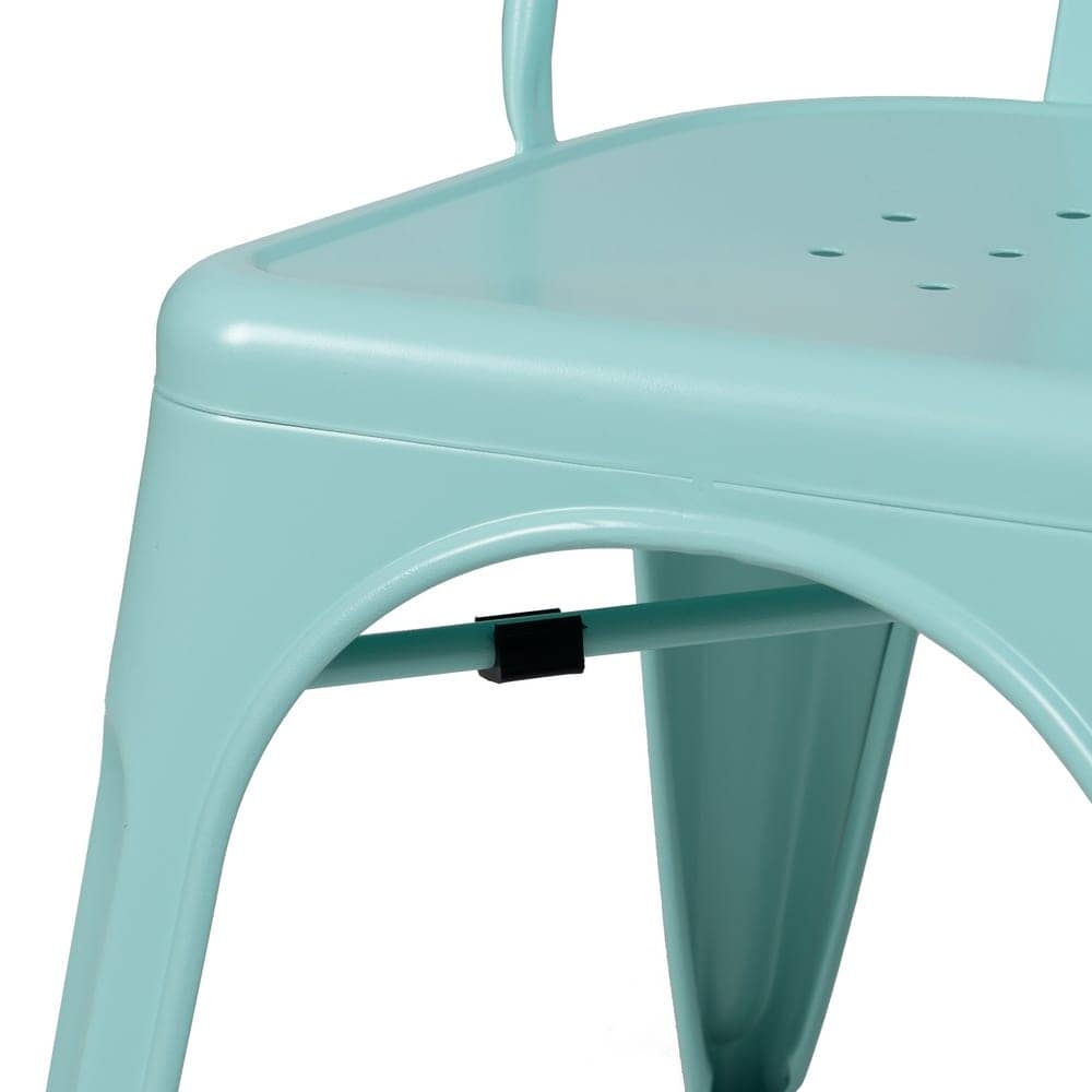 Pack de 4 Sillas Turquesa de Metal Dallas Industrial - Diseño Moderno y Apilable para Comedores y Terrazas - Imagen 9