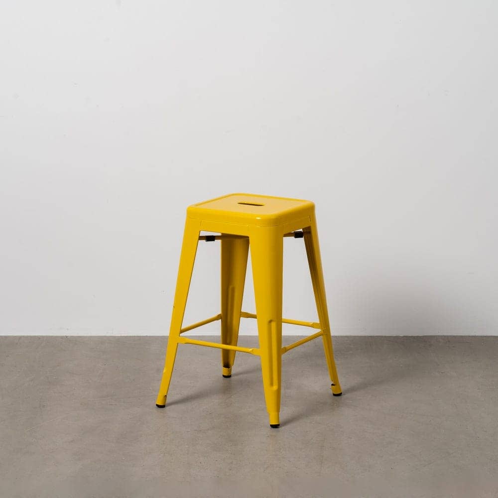 Pack de 4 Taburetes Amarillo Metal Dallas 61 cm - Diseño Industrial y Resistente para Cocina y Bar - Imagen 8