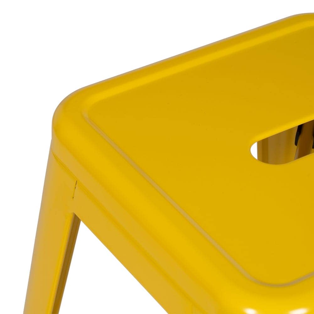 Pack de 4 Taburetes Amarillo Metal Dallas 61 cm - Diseño Industrial y Resistente para Cocina y Bar - Imagen 3