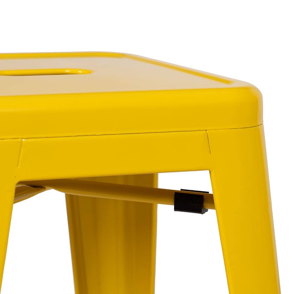 Pack de 4 Taburetes Amarillo Metal Dallas 61 cm - Diseño Industrial y Resistente para Cocina y Bar - Imagen 5
