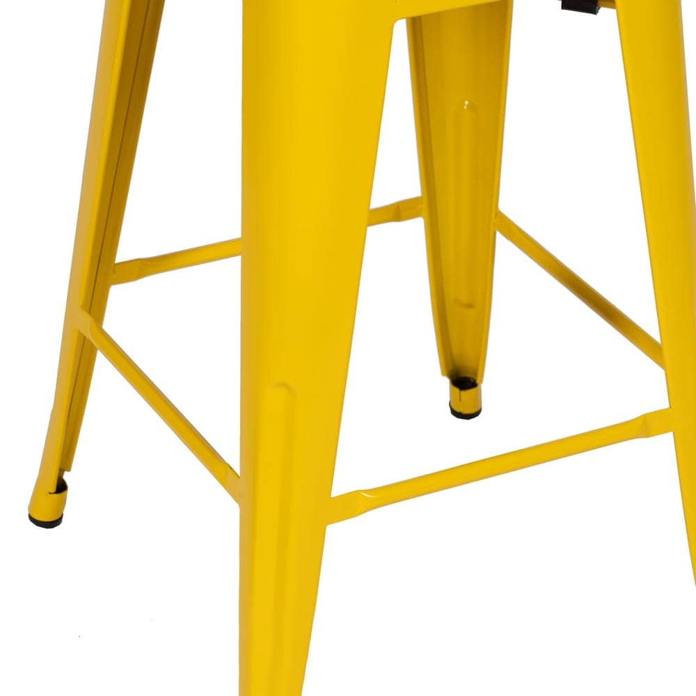 Pack de 4 Taburetes Amarillo Metal Dallas 61 cm - Diseño Industrial y Resistente para Cocina y Bar - Imagen 6