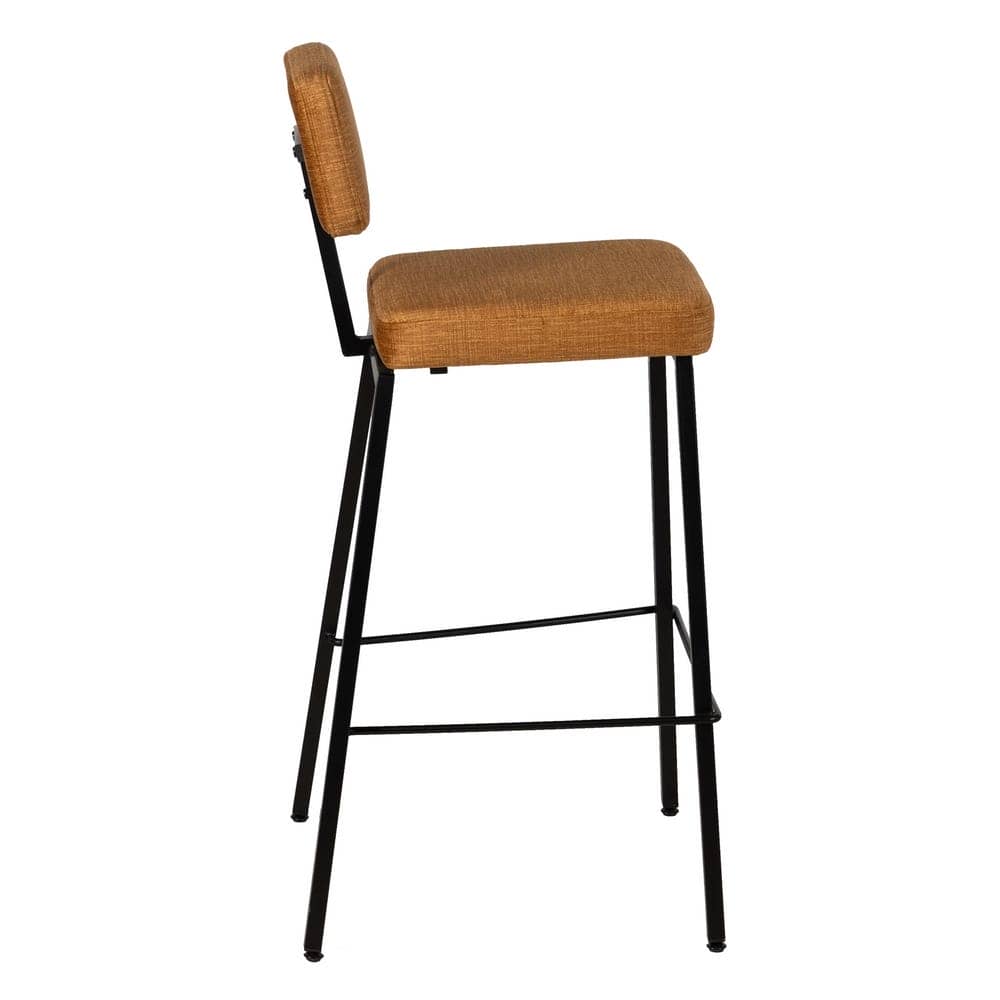 Pack de 4 Taburetes Mostaza de Tejido y Metal - Diseño Moderno y Ergonómico para Salones y Cocinas, Altura 77 cm, Soporte hasta 120 kg - Imagen 3