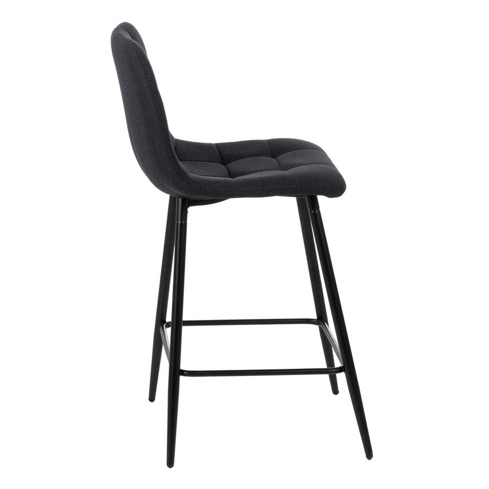 Pack de 4 Taburetes Negros con Estructura Metálica - Elegancia y Confort para Cocinas y Mesas Altas, 92 cm de Altura - Imagen 3