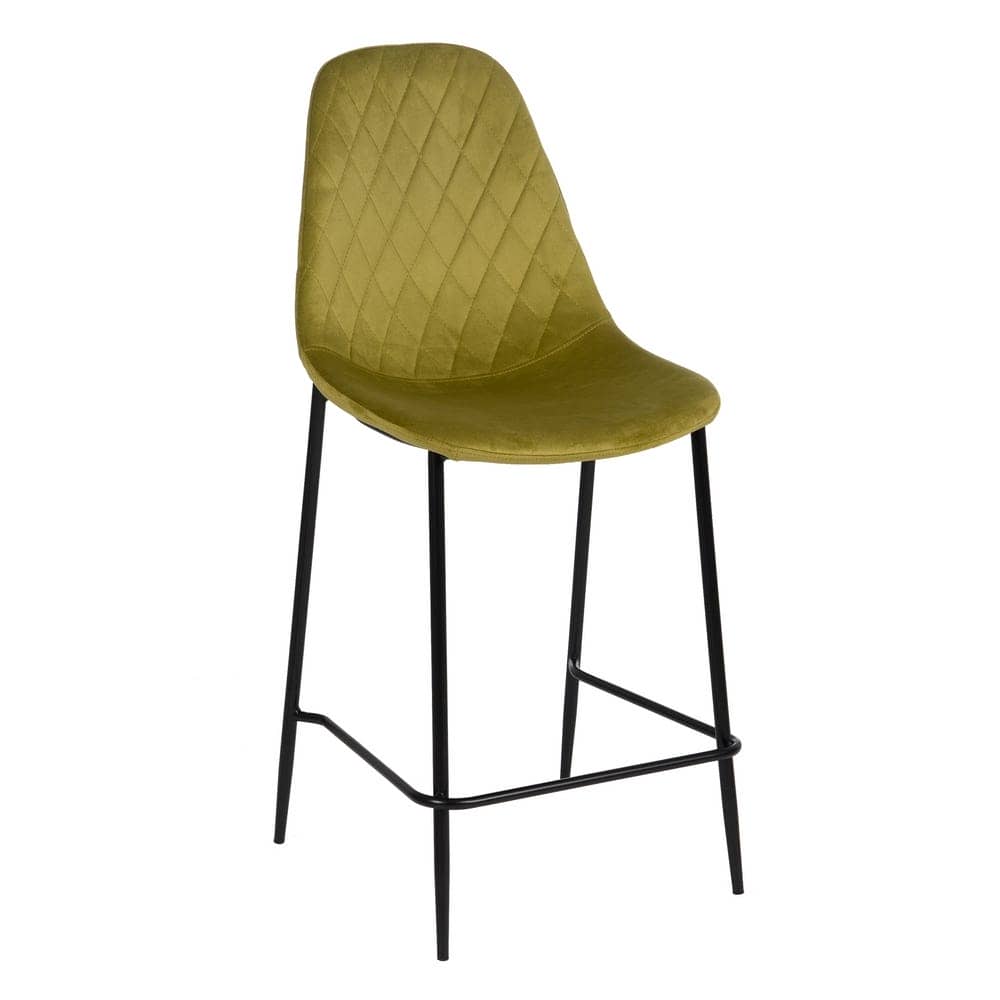 Pack de 4 Taburetes Verdes de Tejido y Metal para Salón - Diseño Ergonómico y Moderno, 104 cm de Altura, Confort y Estilo para tu Hogar - Imagen 2
