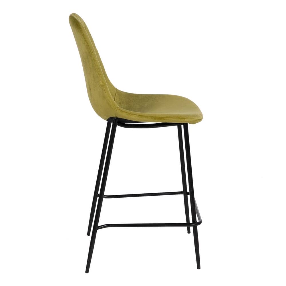 Pack de 4 Taburetes Verdes de Tejido y Metal para Salón - Diseño Ergonómico y Moderno, 104 cm de Altura, Confort y Estilo para tu Hogar - Imagen 3