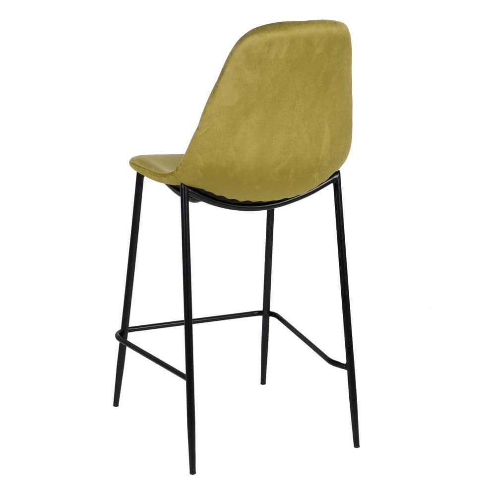Pack de 4 Taburetes Verdes de Tejido y Metal para Salón - Diseño Ergonómico y Moderno, 104 cm de Altura, Confort y Estilo para tu Hogar - Imagen 4