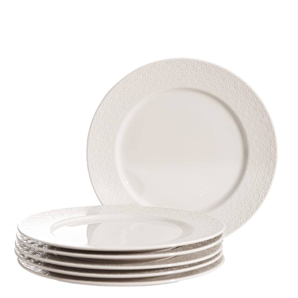 Pack de 6 Platos Llanos Blancos de Porcelana de 27 cm - Elegancia y Funcionalidad para tu Mesa, Apto para Lavavajillas y Microondas - Imagen 4