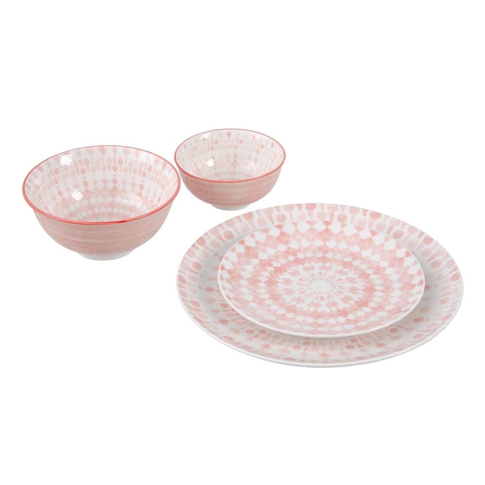 Pack de 6 Platos Llanos de Porcelana Rosa y Blanco de 27 cm - Elegancia y Durabilidad para tu Mesa - Imagen 2