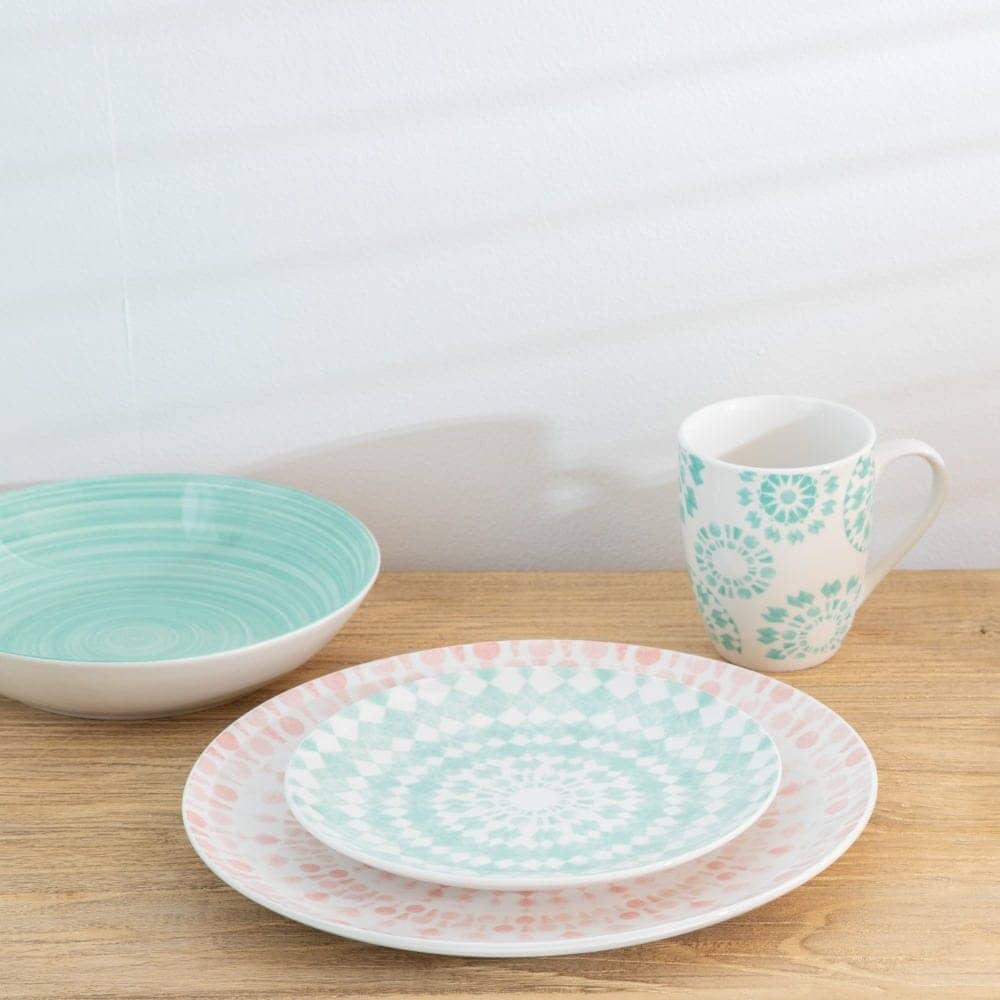 Pack de 6 Platos Llanos de Porcelana Rosa y Blanco de 27 cm - Elegancia y Durabilidad para tu Mesa - Imagen 4